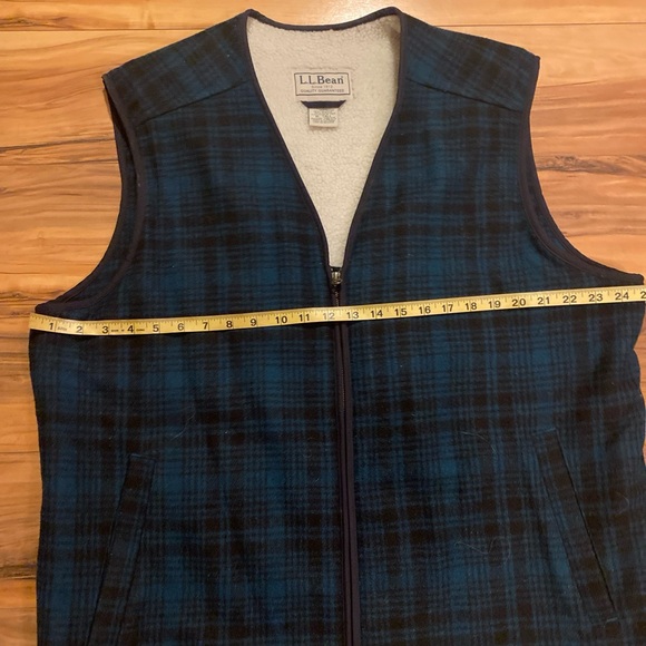 LL Bean Wool Vest Green Buffalo Plaid Hunting Mens Xl Tall Sherpa Lined. - Picture 4 of 13